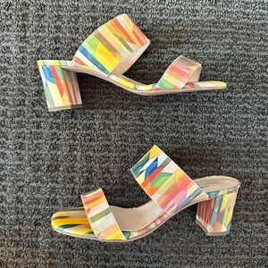 Brenda Zaro 2-Strap Slide Heel Sandal in Multi-Color! Size 39+40 (US 8-9)